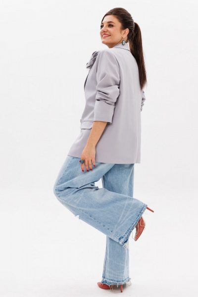 Элегантный двубортный жакет свободного силуэта, классика Anelli 1373 серый - фото 4