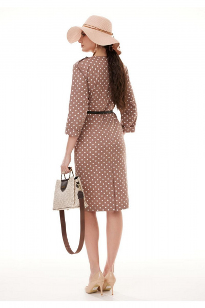 Платье прямого силуэта с асимметричной застежкой и разрезом Твой имидж 2093 капучино - фото 2