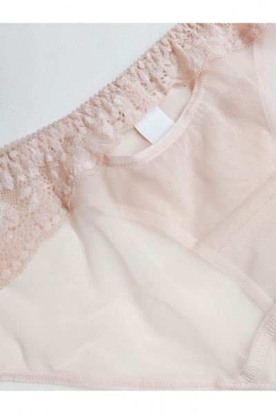 Комбинированные прозрачные трусы из сетки и кружева Frank&Co 21648 серебристый_пион - фото 21