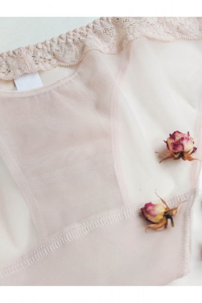 Комбинированные прозрачные трусы из сетки и кружева Frank&Co 21648 серебристый_пион - фото 7