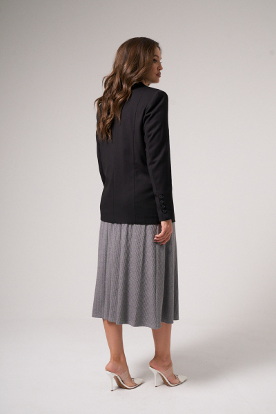 Жакет прямой стильный деловой из текстиля Панда 121333w черный - фото 5