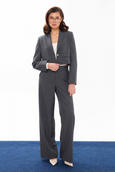 Традиционные серые прямые брюки из смесовой ткани Панда 12763 серый - фото 2