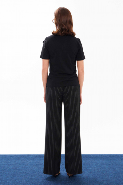 Черные классические брюки со вставками и вытачками Панда 12763 черный - фото 9