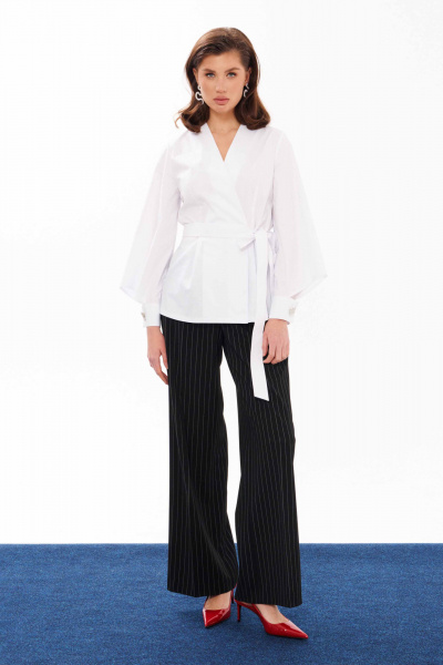 Черные классические брюки со вставками и вытачками Панда 12763 черный - фото 12