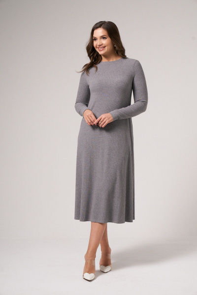 Платье трапеция из трикотажа для демисезона Панда 128787w серый - фото 1