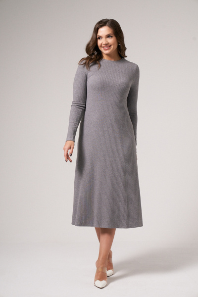 Платье трапеция из трикотажа для демисезона Панда 128787w серый - фото 2
