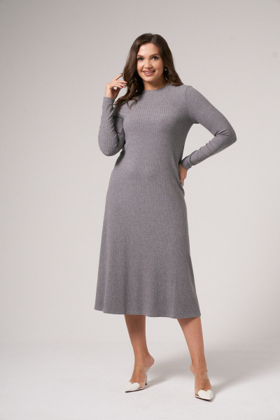 Платье трапеция из трикотажа для демисезона Панда 128787w серый - фото 3