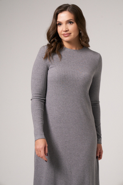 Платье трапеция из трикотажа для демисезона Панда 128787w серый - фото 4