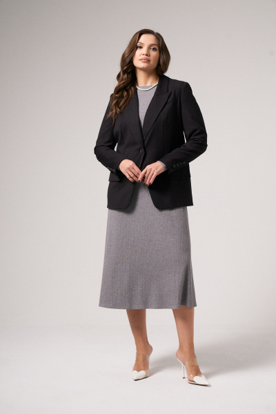 Платье трапеция из трикотажа для демисезона Панда 128787w серый - фото 7