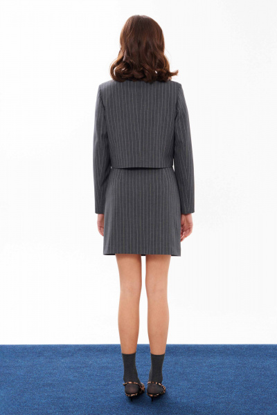 Жакет полуприлегающий деловой из текстиля Панда 13530 серый - фото 9