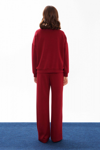 Красные трикотажные брюки с резинкой и карманами Панда 14360 бордовый - фото 3