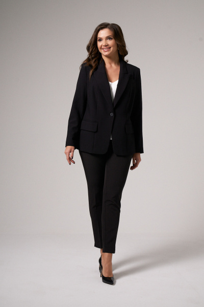 Жакет черный деловой из текстиля Панда 150630w черный - фото 2