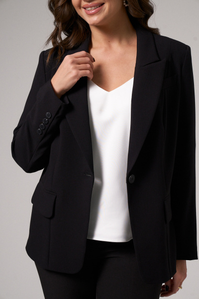 Жакет черный деловой из текстиля Панда 150630w черный - фото 6