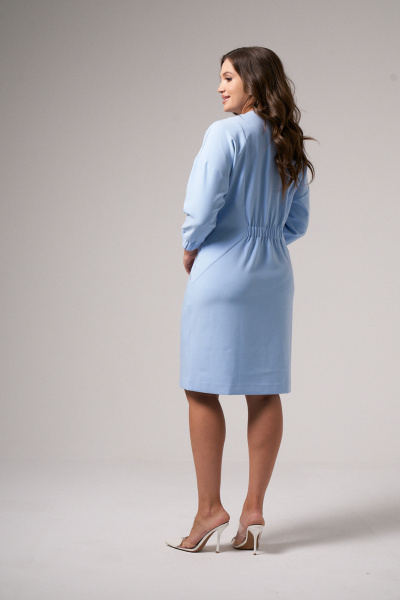 Платье из поливискозной ткани с резинками по талии Панда 160781w голубой - фото 5