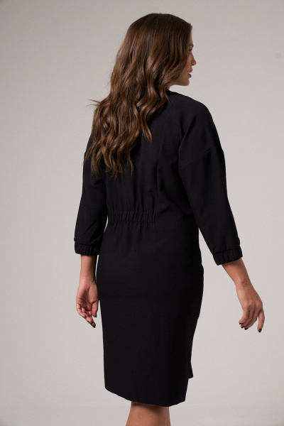 Короткое мини платье из хлопкового трикотажа с кулиской Панда 160781w черный - фото 6