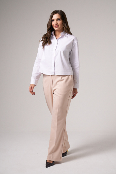 Брюки классические прямые зауженные из текстиля Панда 161261w бежевый - фото 2