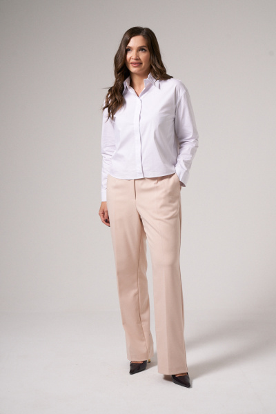 Брюки классические прямые зауженные из текстиля Панда 161261w бежевый - фото 3