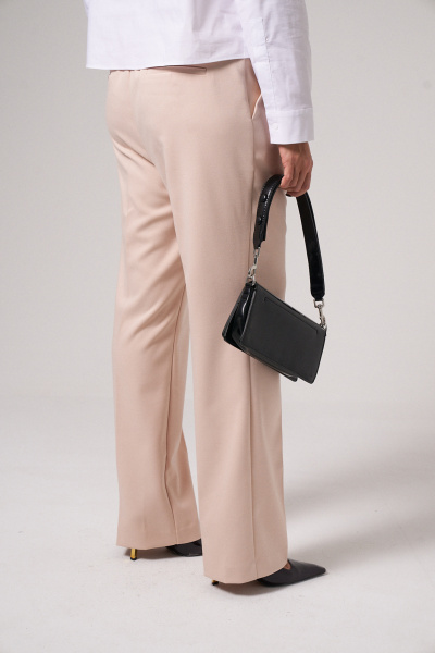 Брюки классические прямые зауженные из текстиля Панда 161261w бежевый - фото 6