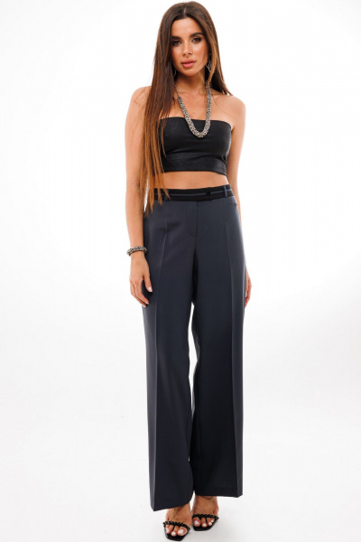 Деловые прямые брюки с стрелками из вискозы и текстиля Anelli 1278 графитовый - фото 4