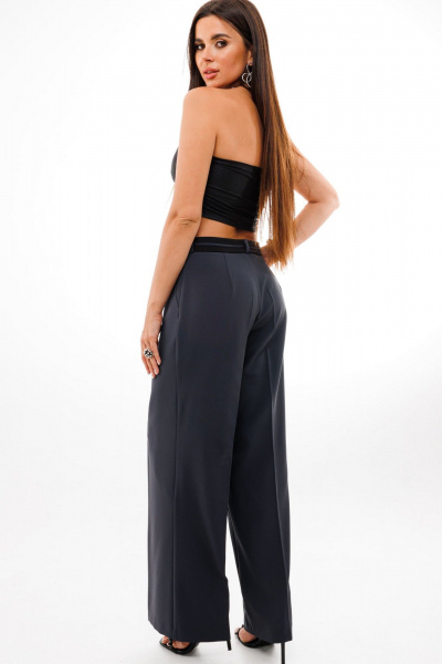 Деловые прямые брюки с стрелками из вискозы и текстиля Anelli 1278 графитовый - фото 3