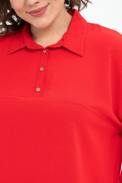 Блуза с застежкой и разноуровневым низом из текстиля Пинск-Стиль 3076 красный - фото 7