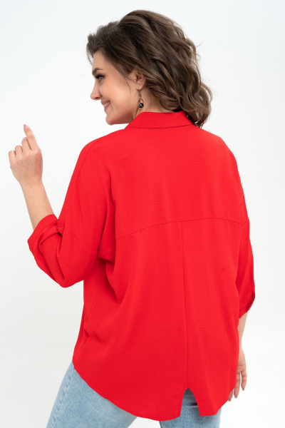 Блуза с застежкой и разноуровневым низом из текстиля Пинск-Стиль 3076 красный - фото 6