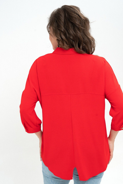 Блуза с застежкой и разноуровневым низом из текстиля Пинск-Стиль 3076 красный - фото 5