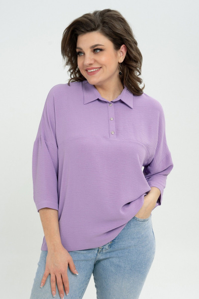 Блуза из текстиля в фиолетовом стиле кэжуал Пинск-Стиль 3076 сиреневый - фото 3