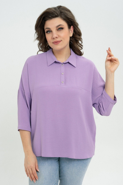 Блуза из текстиля в фиолетовом стиле кэжуал Пинск-Стиль 3076 сиреневый - фото 1