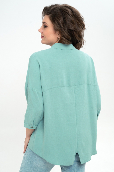 Блуза из текстиля с кокеткой и длинным рукавом Пинск-Стиль 3076 мятный - фото 9