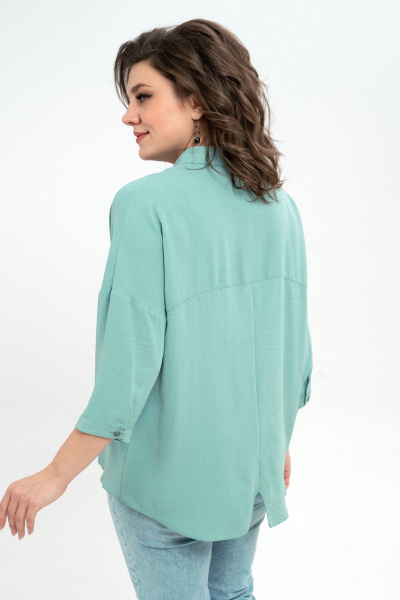 Блуза из текстиля с кокеткой и длинным рукавом Пинск-Стиль 3076 мятный - фото 8