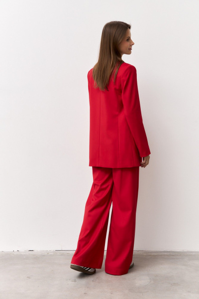 Костюм жакет и брюки в деловом стиле из вискозы Luitui R4049 красный - фото 2