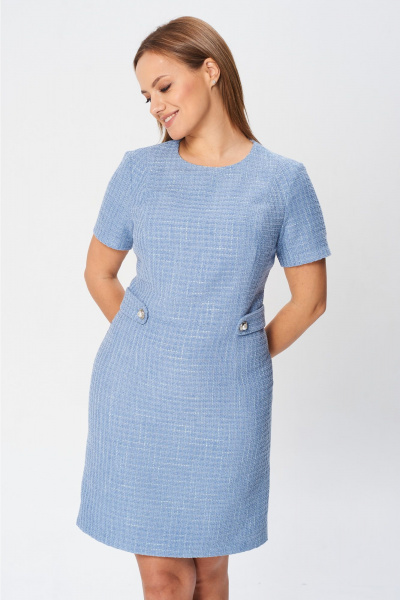 Платье с рельефами и пуговицами, выше колена MarSo 2408-Р серо-голубой - фото 6
