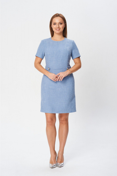 Платье с рельефами и пуговицами, выше колена MarSo 2408-Р серо-голубой - фото 1