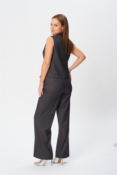 Модный жилет полуприлегающего силуэта из текстиля MarSo 2424 серый - фото 3