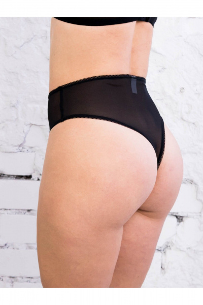 Высокие стринги из гладкой микрофибры с хлопковой ластовицей Frank&Co 21256 черный - фото 9