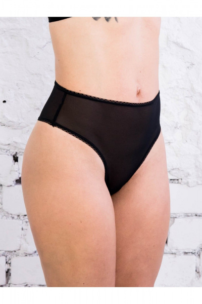 Высокие стринги из гладкой микрофибры с хлопковой ластовицей Frank&Co 21256 черный - фото 2