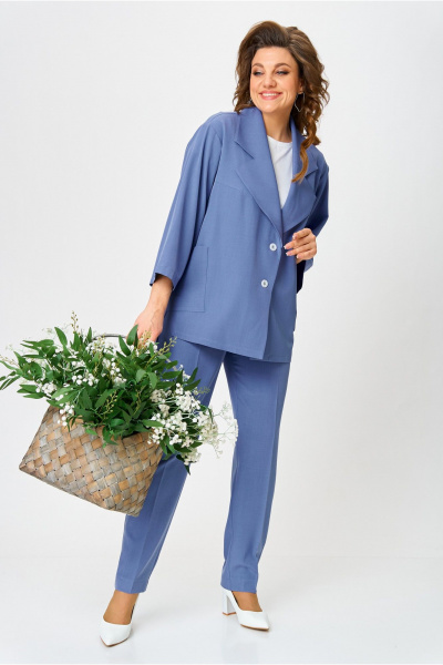 Брюки и жакет из текстиля с свободным кроем Danaida 2240 деним - фото 13