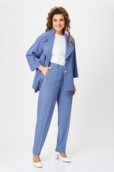 Брюки и жакет из текстиля с свободным кроем Danaida 2240 деним - фото 6