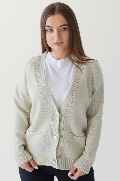 Кардиган из мягкого трикотажа с накладными карманами Romgil 391ПТЗ светло-бежевый - фото 1