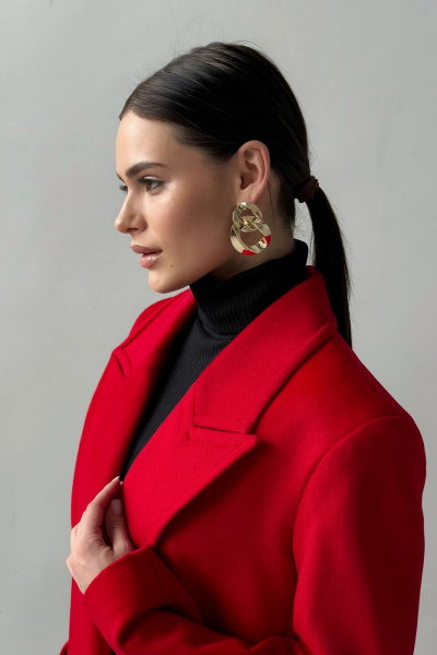 Пальто двубортное из шерсти с прорезными карманами Allma C-04-10 красный - фото 9