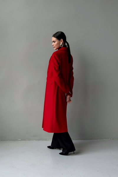 Пальто двубортное из шерсти с прорезными карманами Allma C-04-10 красный - фото 6