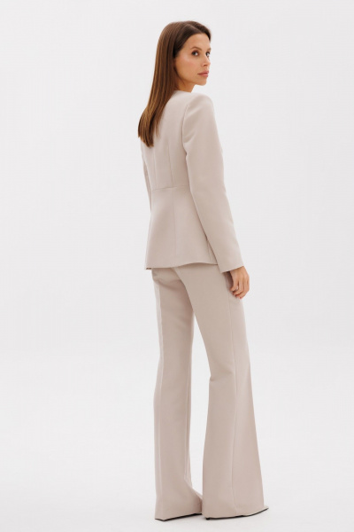 Брюки расклешенные с высокой посадкой из костюмной ткани THE NAME 2272 бежевый - фото 7