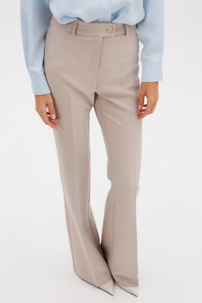 Брюки расклешенные с высокой посадкой из костюмной ткани THE NAME 2272 бежевый - фото 2