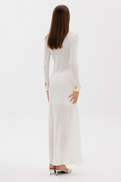 Макси платье из кружевного трикотажа с юбкой на резинке THE NAME 2372 молочный - фото 5