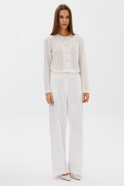 Молочный кардиган из трикотажа с металлическими пуговицами THE NAME 2373 молочный - фото 5