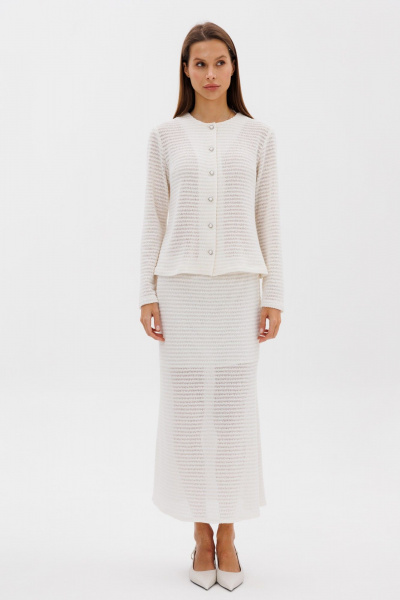 Молочный кардиган из трикотажа с металлическими пуговицами THE NAME 2373 молочный - фото 1