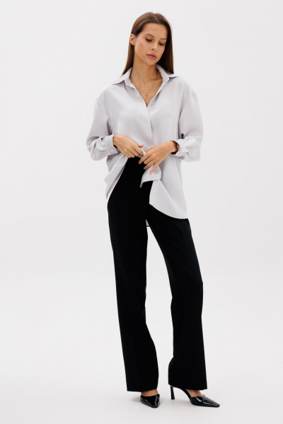 Деловые брюки прямого кроя из матовой атласной ткани THE NAME 2376 - фото 7