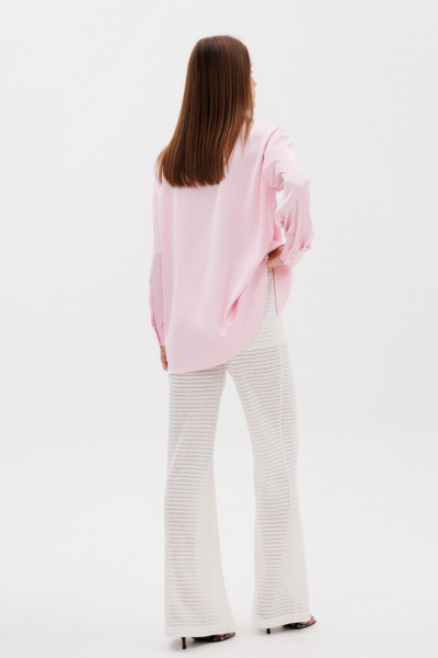 Трикотажные расклешенные брюки на резинке в молочном цвете THE NAME 2379 молочный - фото 8