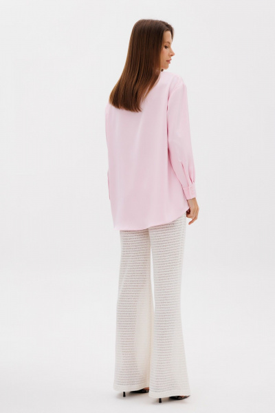 Трикотажные расклешенные брюки на резинке в молочном цвете THE NAME 2379 молочный - фото 7